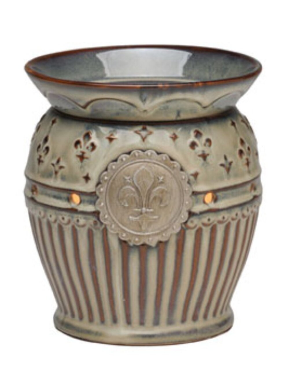 Retired Scentsy Charlemagne Warmer Fleur-De-Lis Sage Green